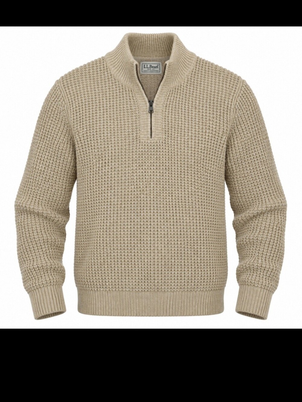 L.L.Bean Organic Cotton Waffle Knit Quarter Zip Sweater Men’s Small